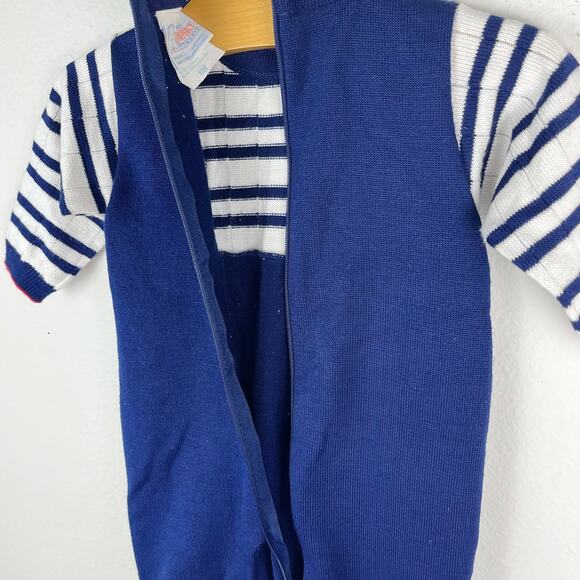 Vintage Glynne Percy Friemanit Train Knit One Piece Romper Size 6 Months - Picture 2 of 9